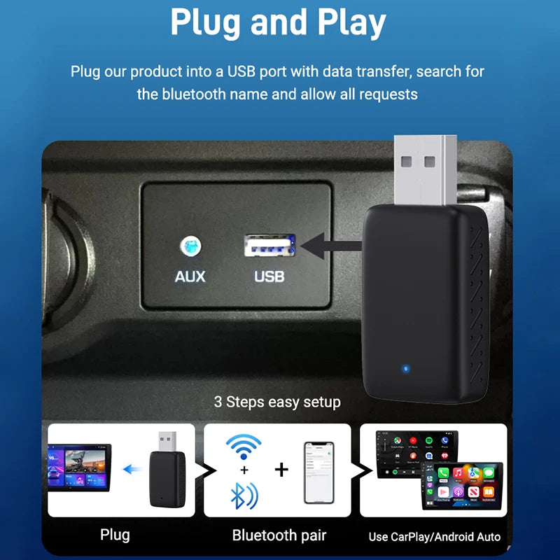 Du viename“ mini belaidis „CarPlay“ ir „Android Auto“ adapteris